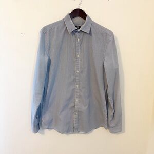 H&M Men’s Easy Iron Button Up Long Sleeve Shirt Size M Striped Blue White